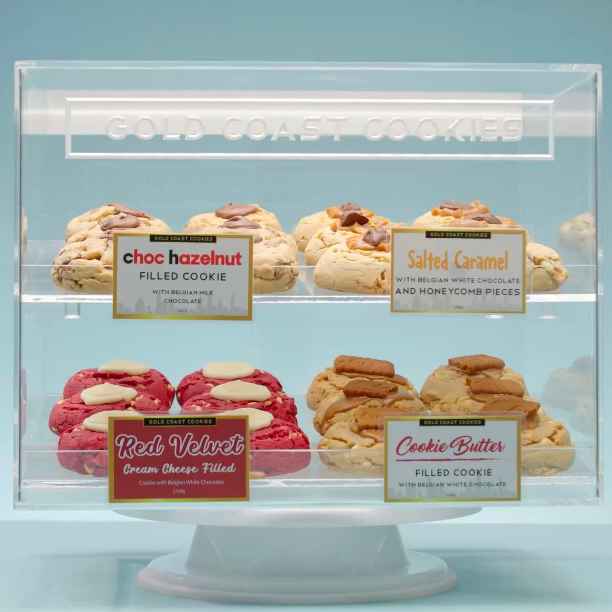 Display Container Cookies Elegant Cookie Display Cabinet + Our Best Selling Loaded Cookies – Gold ...
